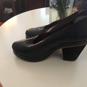 Black leather platforms